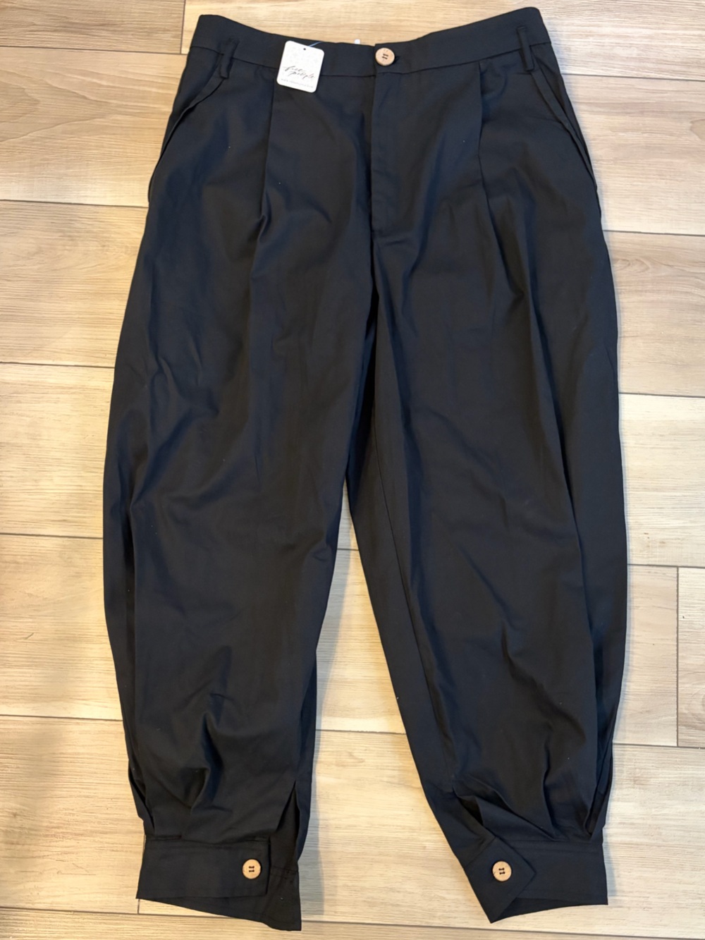 Free People Black Tailored Button Cuff Trousers